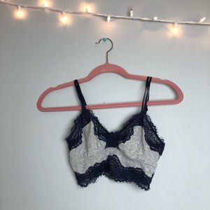 Aerie Gray and Navy Lacy Bralette